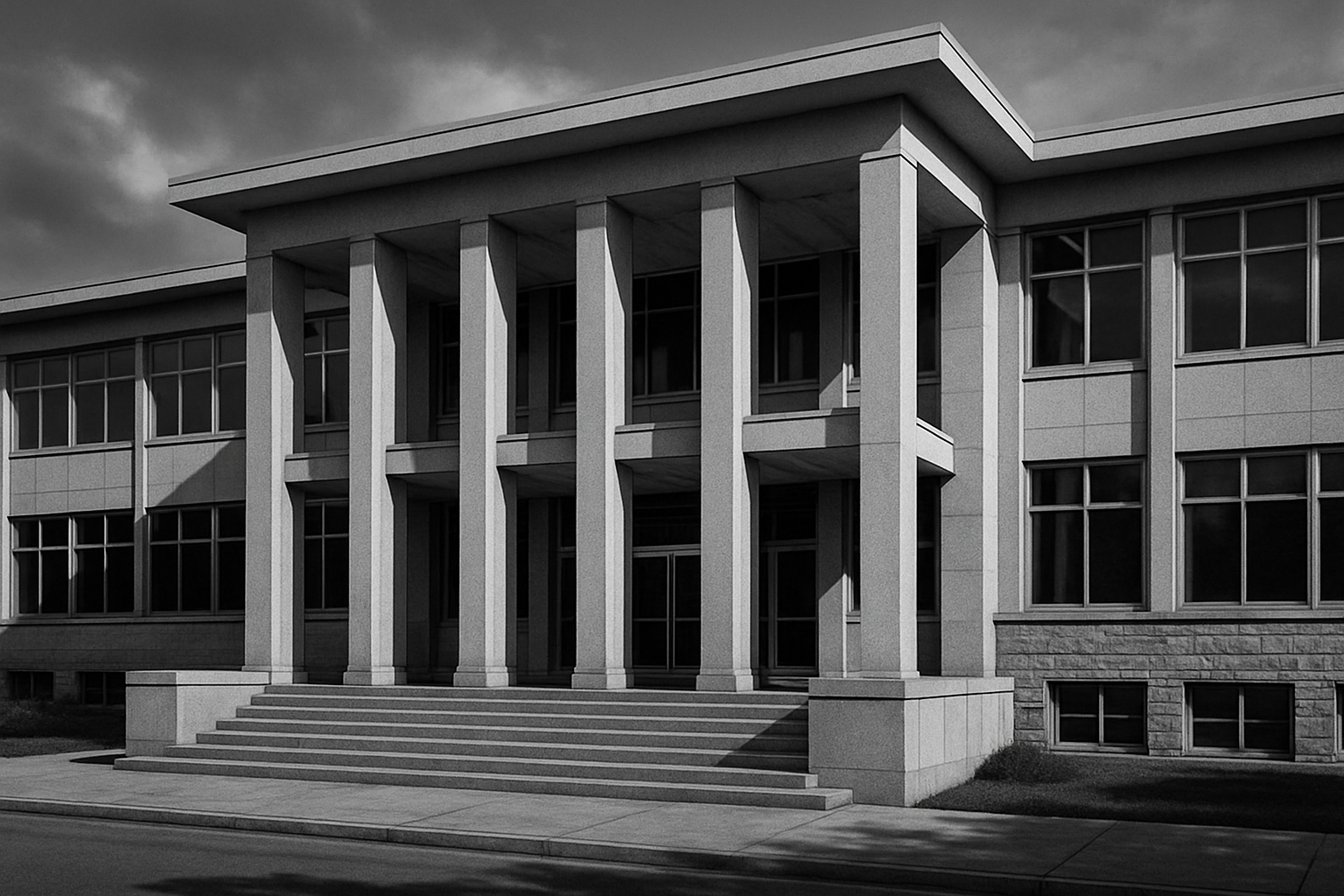 retro government building black & white